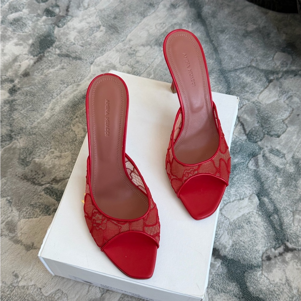 Amina Muaddi ALEXA LACE SLIPPER
